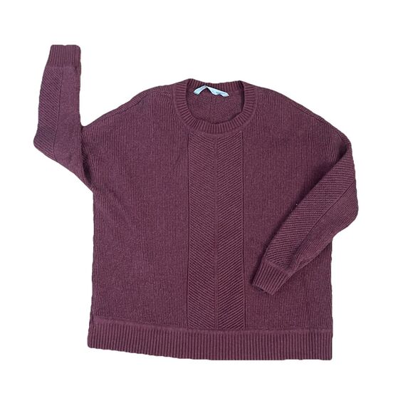 Athleta Wool Cashmere Sweater Size L Burgundy Red Pullover Crewneck Relaxed Fit - Picture 1 of 8